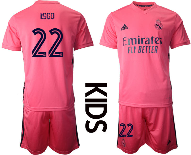 Youth 2020-2021 club Real Madrid away #22 pink Soccer Jerseys->real madrid jersey->Soccer Club Jersey